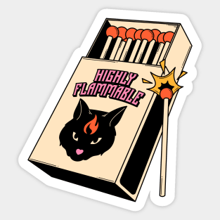 Highly Flammable Black Cat in orange Sticker